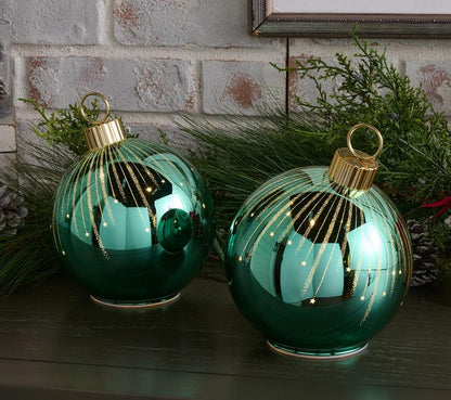 Set of 2 6" XL Electric Starry Night Glass Ornaments