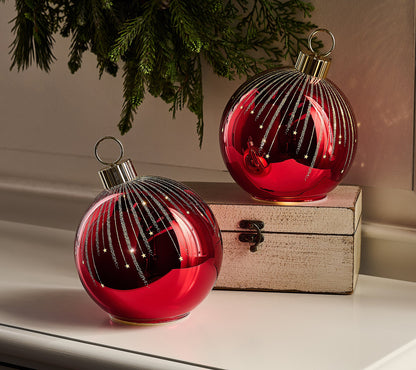 Set of 2 6" XL Electric Starry Night Glass Ornaments