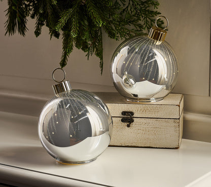 Set of 2 6" XL Electric Starry Night Glass Ornaments